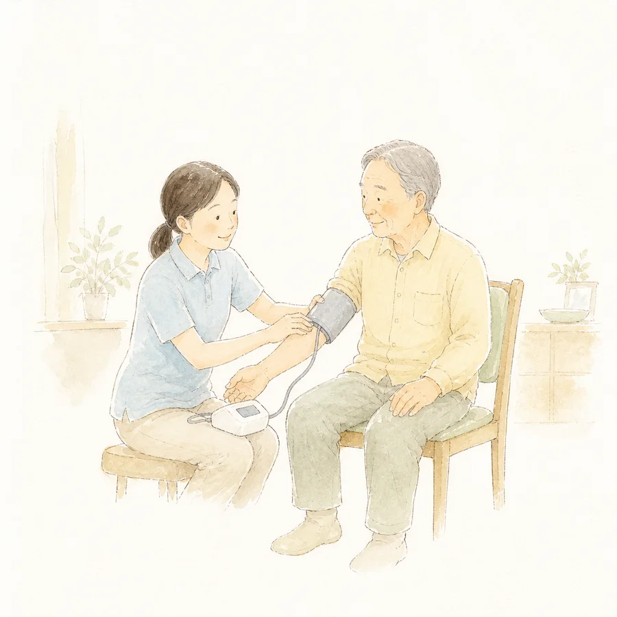 血圧を測る看護師のイラスト