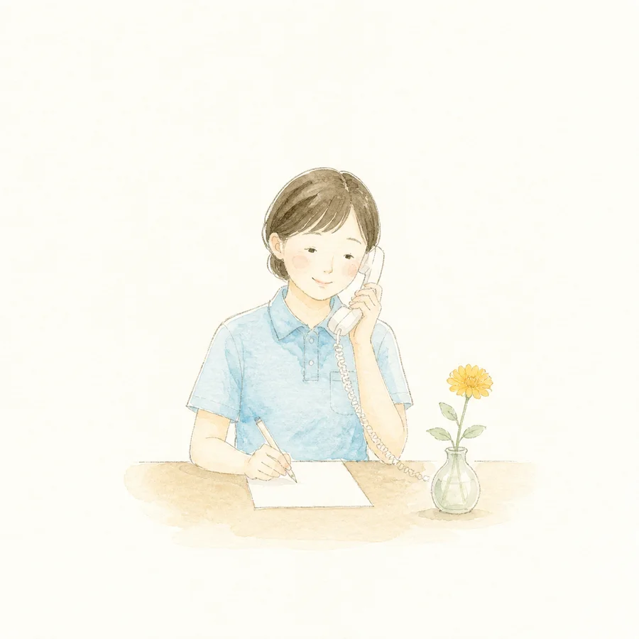 電話相談を受ける看護師のイラスト